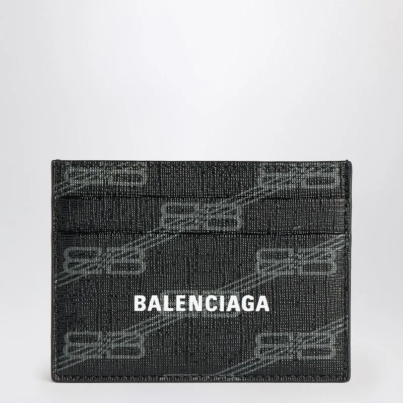 Signature Card Holder In Black And Grey Bb Monogram Coated Canvas made by Balenciaga