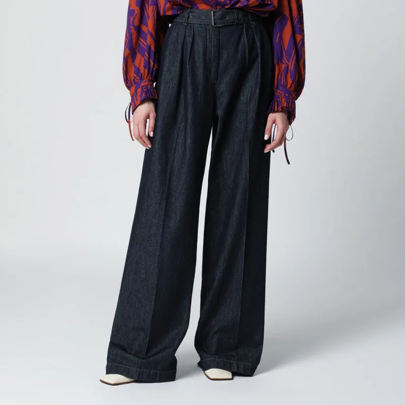 Indigo Blue Wide-Leg Denim Trousers sold by Wanan Luxury