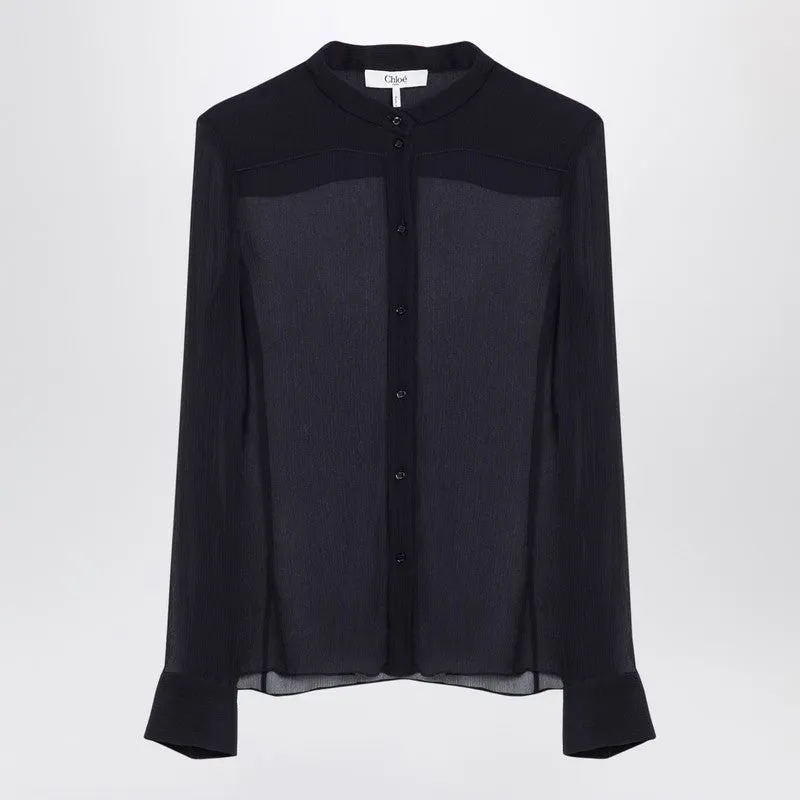 Transparent Blue Silk Blouse sold by Wanan Luxury