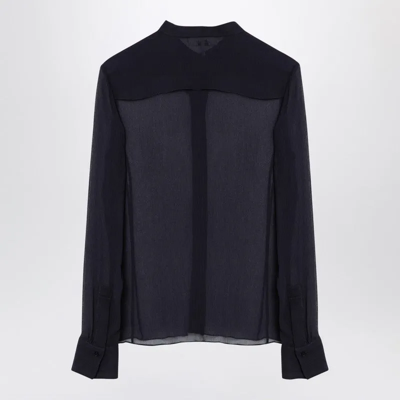 Transparent Blue Silk Blouse sold by Wanan Luxury product image thumbnail 2