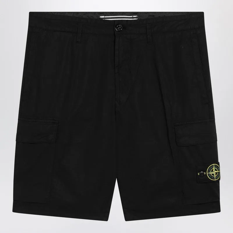 Black Cotton Canvas Cargo Bermuda Shorts sold by Wanan Luxury
