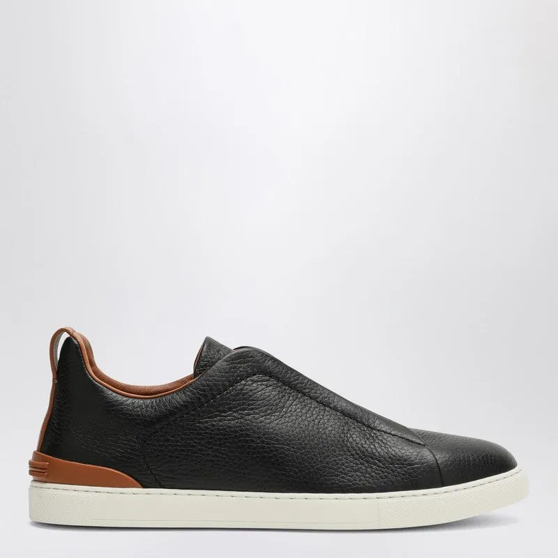 Triple Stitch Leather Sneakers In Black sold by Wanan Luxury