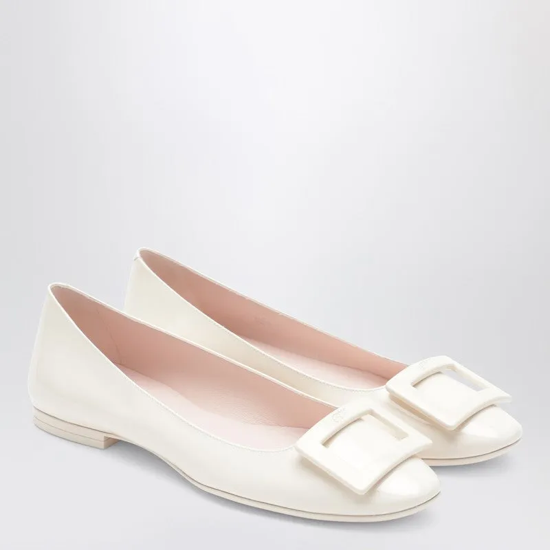 U Look Ballet Flats In Ivory Patent Leather made by Roger Vivier
