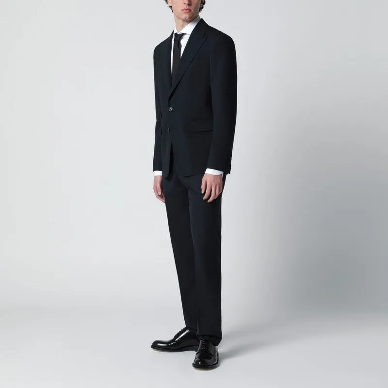 Navy Blue Single-Breasted Suit In Wool Blend sold by Wanan Luxury