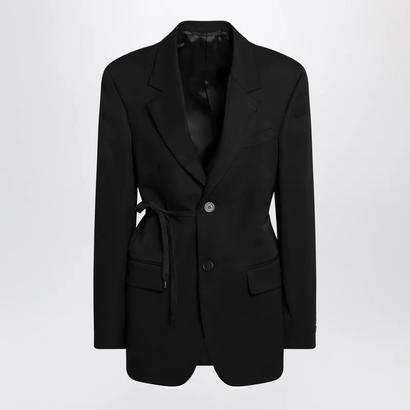 Black Jacket With Side Tie sold by Wanan Luxury