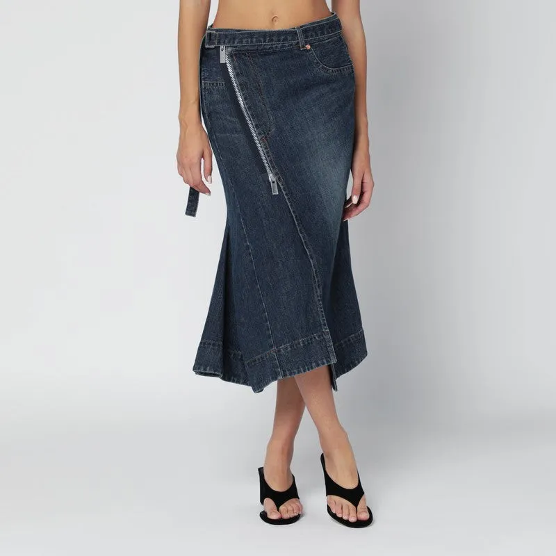 Asymmetric Blue Denim Skirt sold by Wanan Luxury