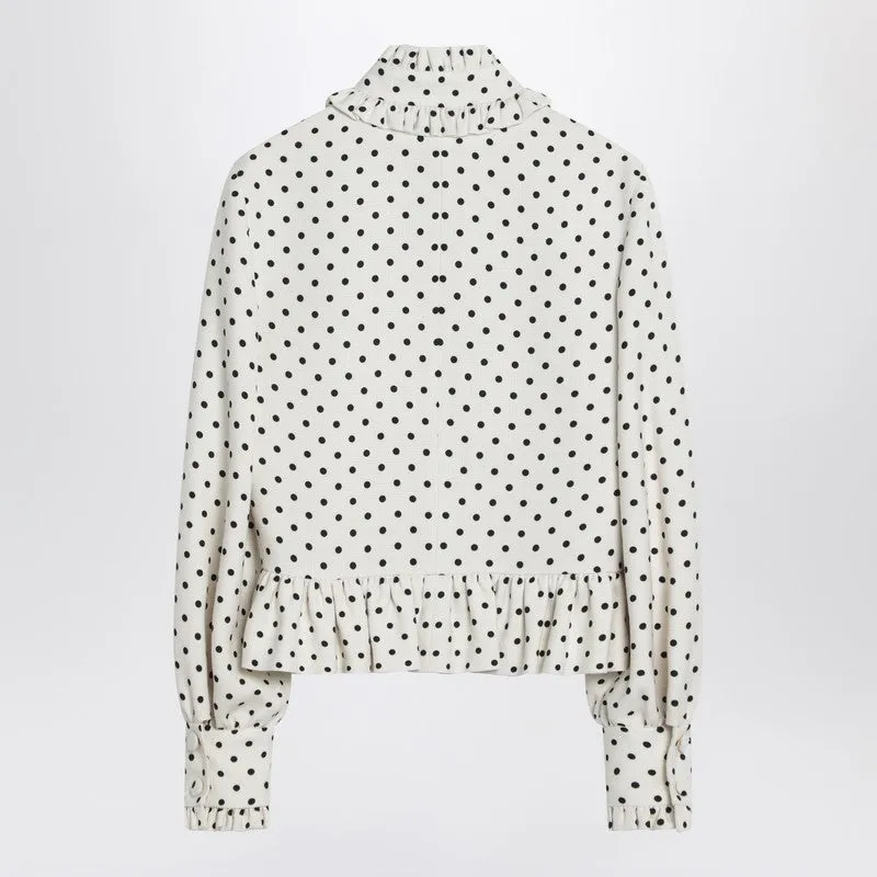 White Single-Breasted Jacket With Black Polka Dots sold by Wanan Luxury product image thumbnail 2