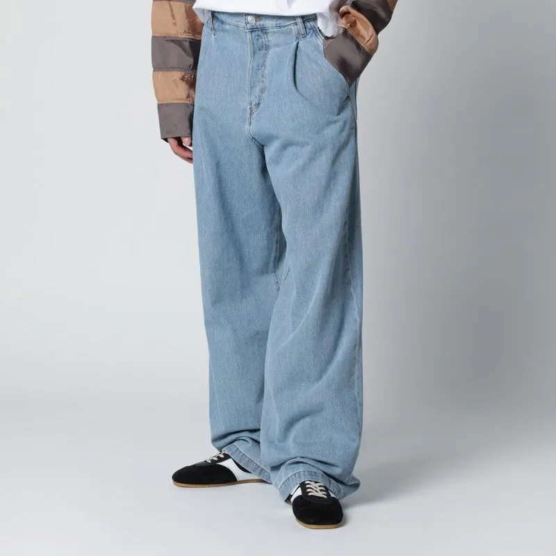 Light Blue Wide-Leg Jeans With Pleats sold by Wanan Luxury