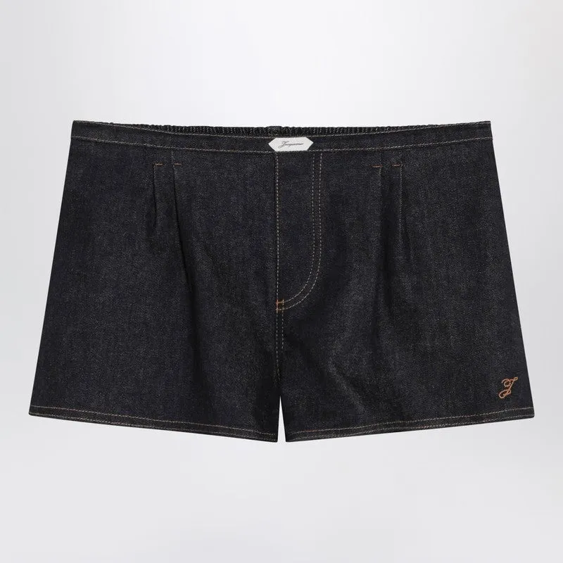 Navy Blue Denim Shorts sold by Wanan Luxury