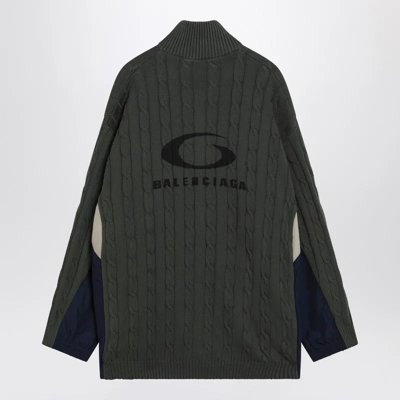 Khaki Cotton And Technical Jersey Hybrid Jacket sold by Wanan Luxury product image thumbnail 2