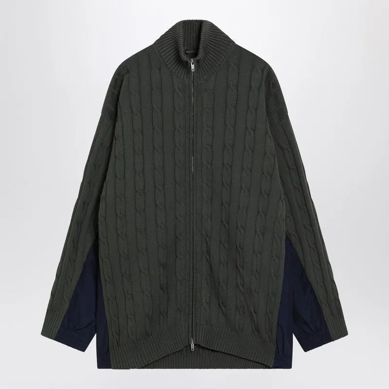 Khaki Cotton And Technical Jersey Hybrid Jacket made by Balenciaga