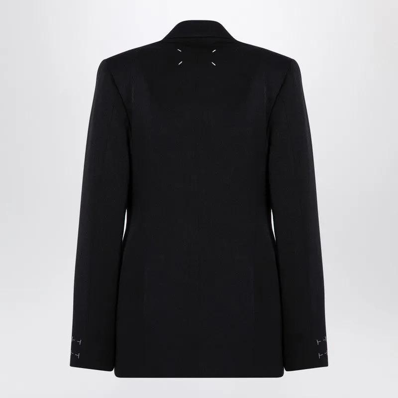 Black Double-Breasted Jacket In Wool sold by Wanan Luxury product image thumbnail 2