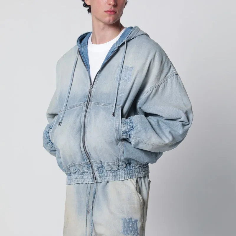Light Blue Washed Denim Bomber Jacket sold by Wanan Luxury