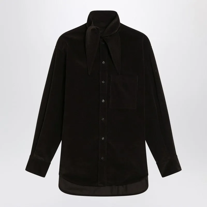 Brown Shirt In Ribbed Velvet made by Salvatore Ferragamo