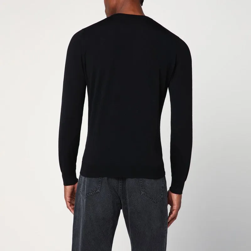 Black Wool Crew Neck Sweater sold by Wanan Luxury product image thumbnail 2