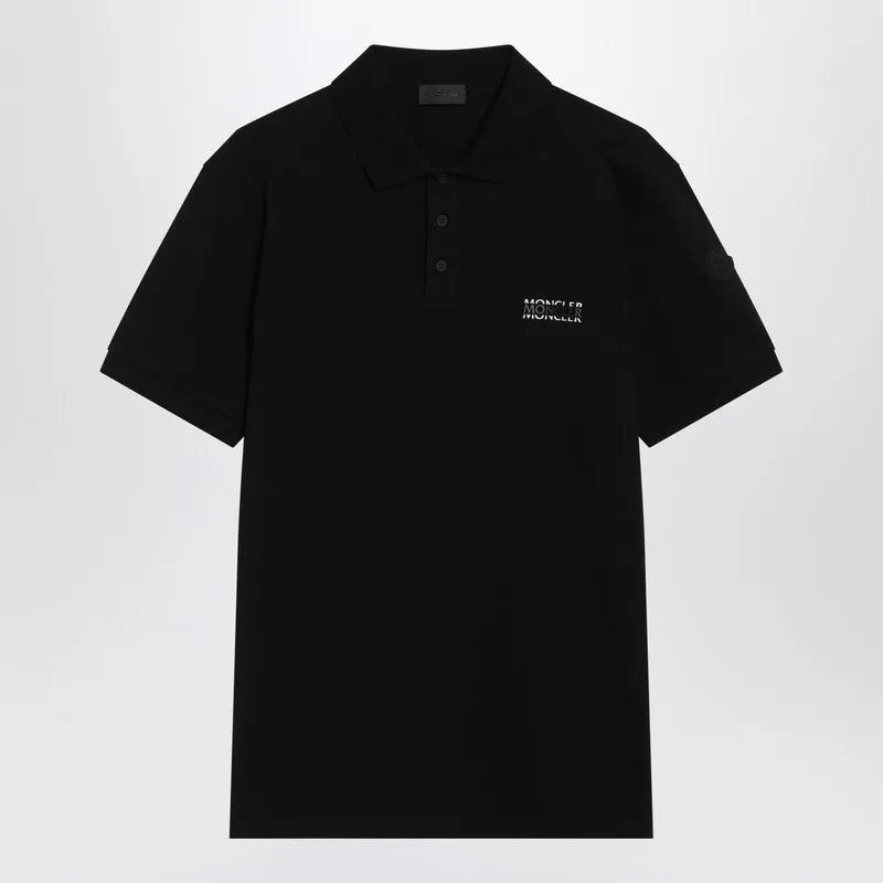 Black Cotton Piqué Polo Shirt With Logo sold by Wanan Luxury