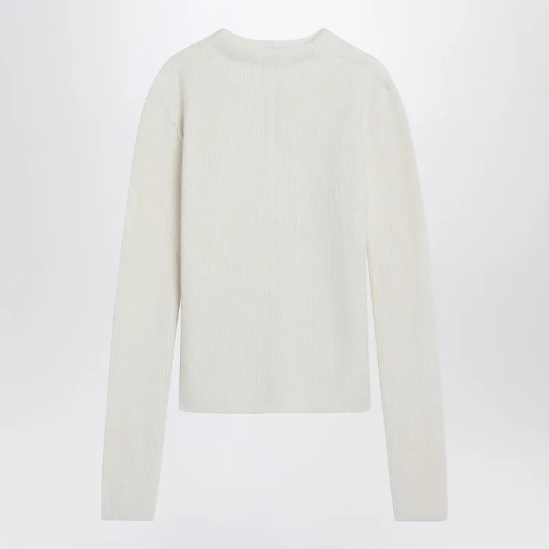 White Ribbed Alpaca Blend Sweater sold by Wanan Luxury