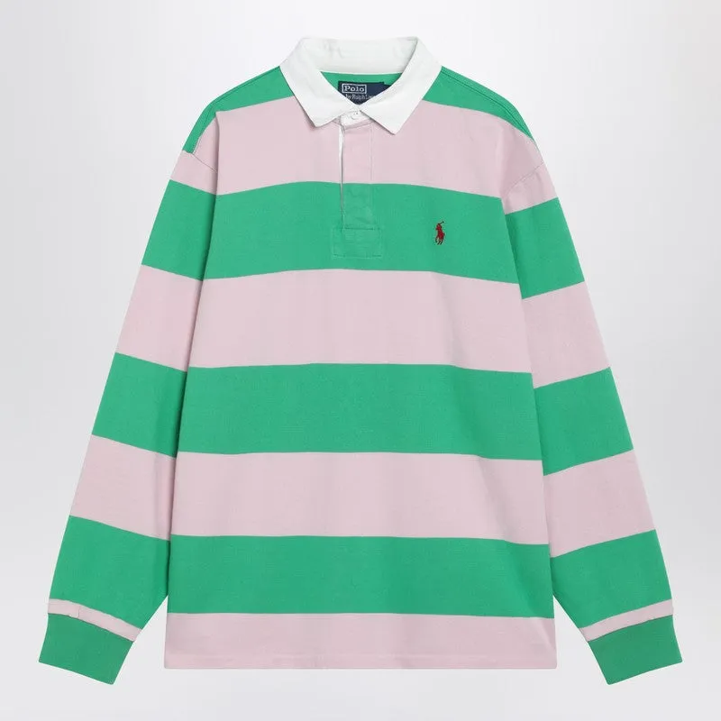 Pink/Emerald Green Striped Polo made by Polo by Ralph Lauren