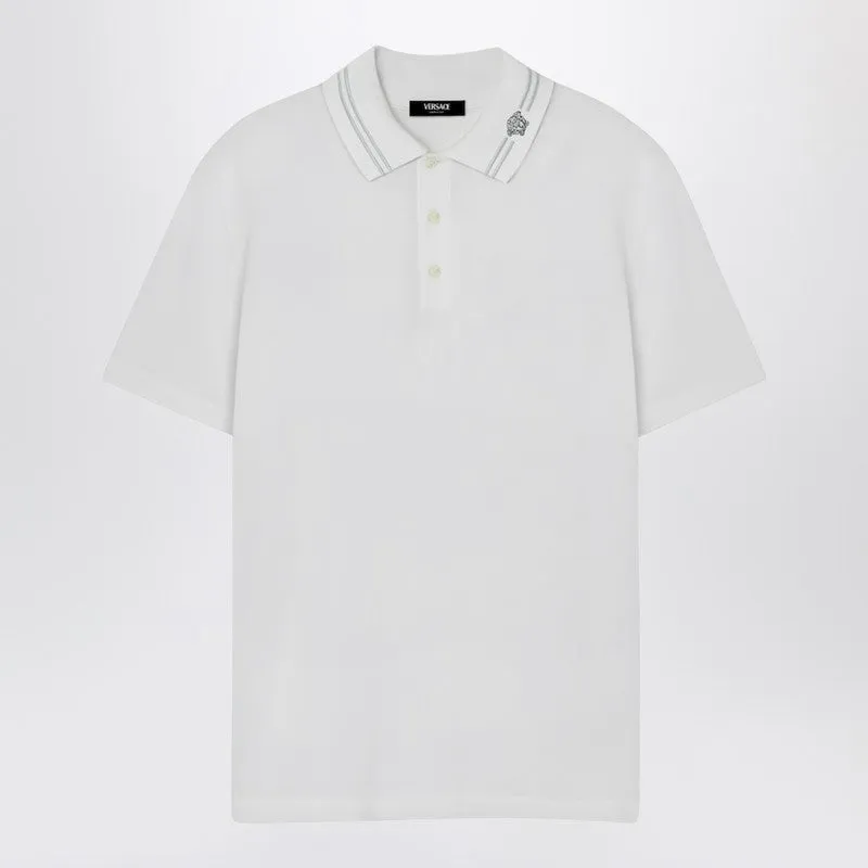 White Polo Shirt With Medusa Embroidery made by Versace