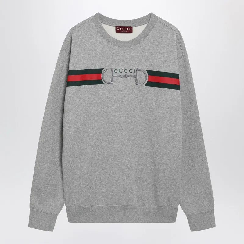 Grey Cotton Jersey Sweatshirt With Logo Print sold by Wanan Luxury