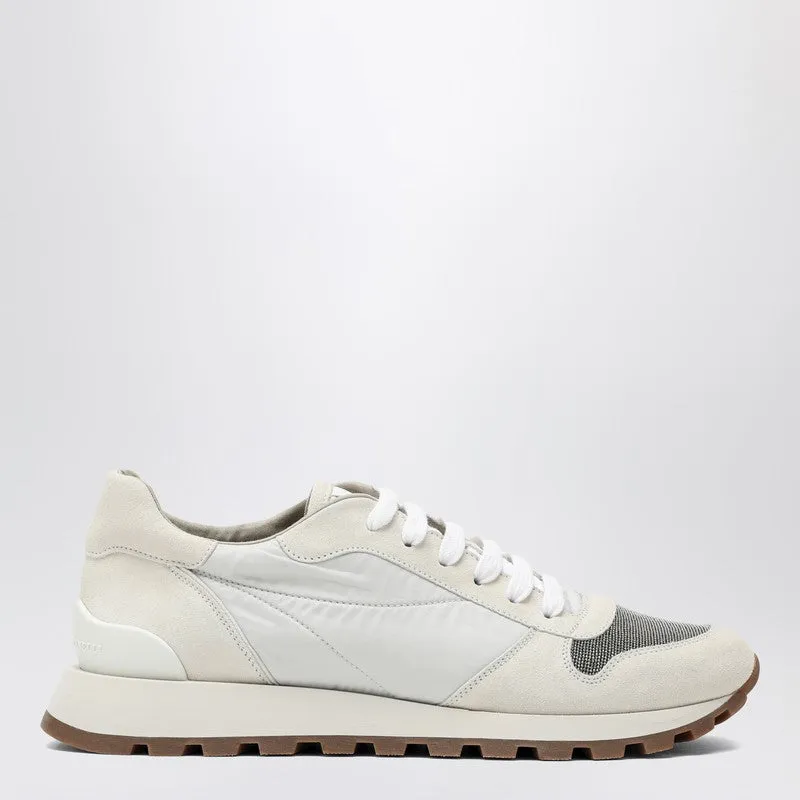 White Nylon And Suede Trainer sold by Wanan Luxury