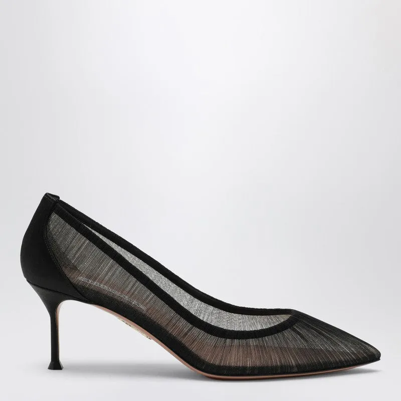 Voile Black Pumps In Satin And Mesh made by Aquazzura