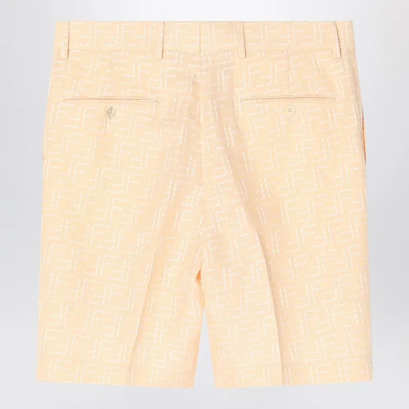 Ff Jacquard Light Yellow Linen Bermuda Shorts sold by Wanan Luxury product image thumbnail 2