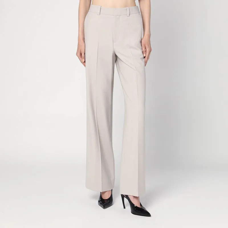 Pumice-Coloured Trousers In Wool Blend sold by Wanan Luxury