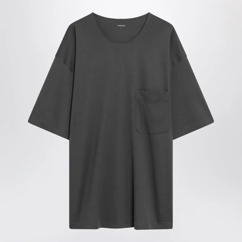 Charcoal Grey Cotton And Silk T-Shirt sold by Wanan Luxury