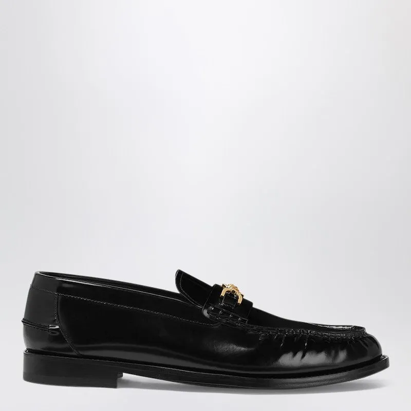 Black Leather Medusa 95 Loafers made by Versace