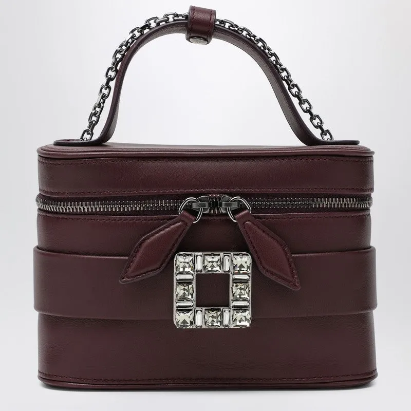 Leather Vanity Bag Bordeaux With Rhinestone Buckle made by Roger Vivier