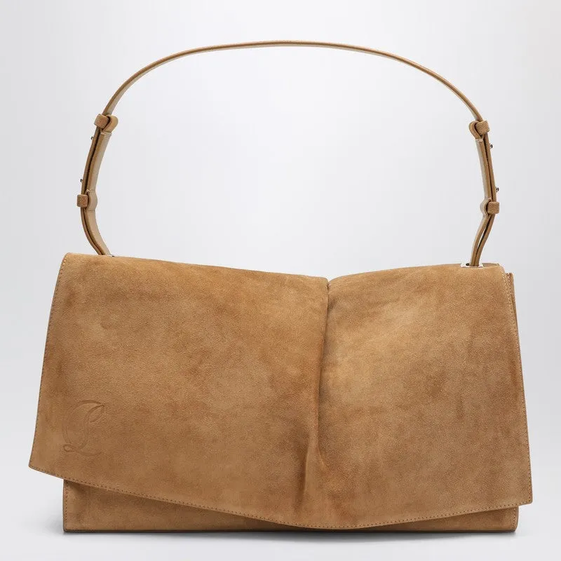 Baggy Small Beige Shoulder Bag In Suede made by Christian Louboutin