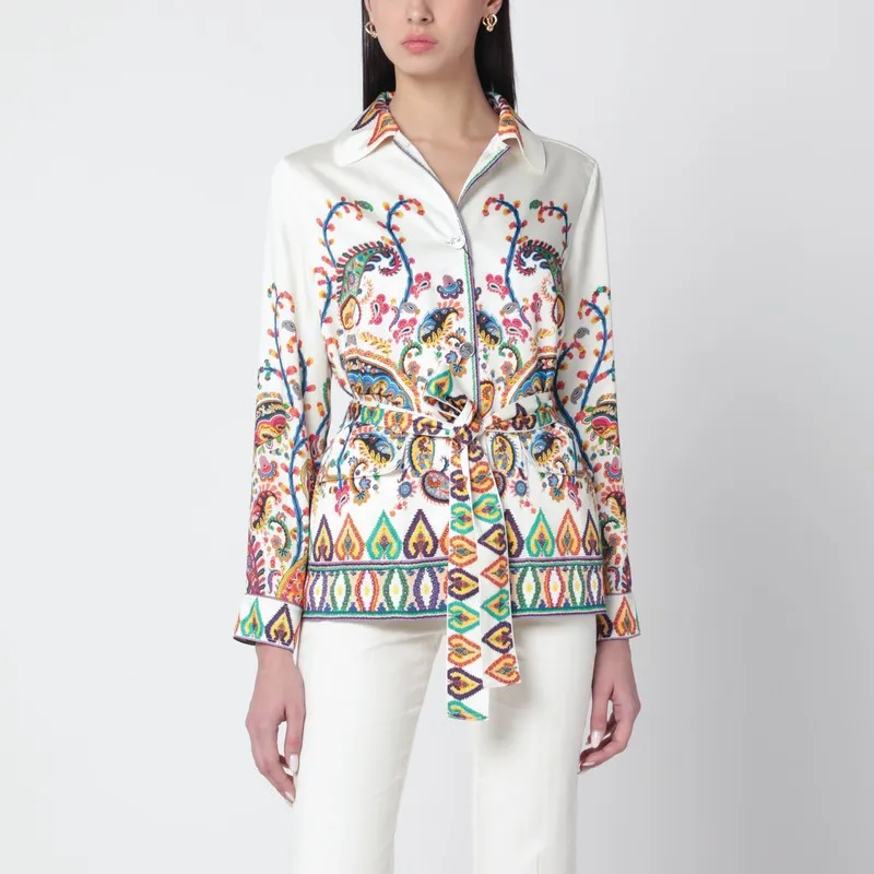 Paisley-Print Belted Shirt Jacket sold by Wanan Luxury