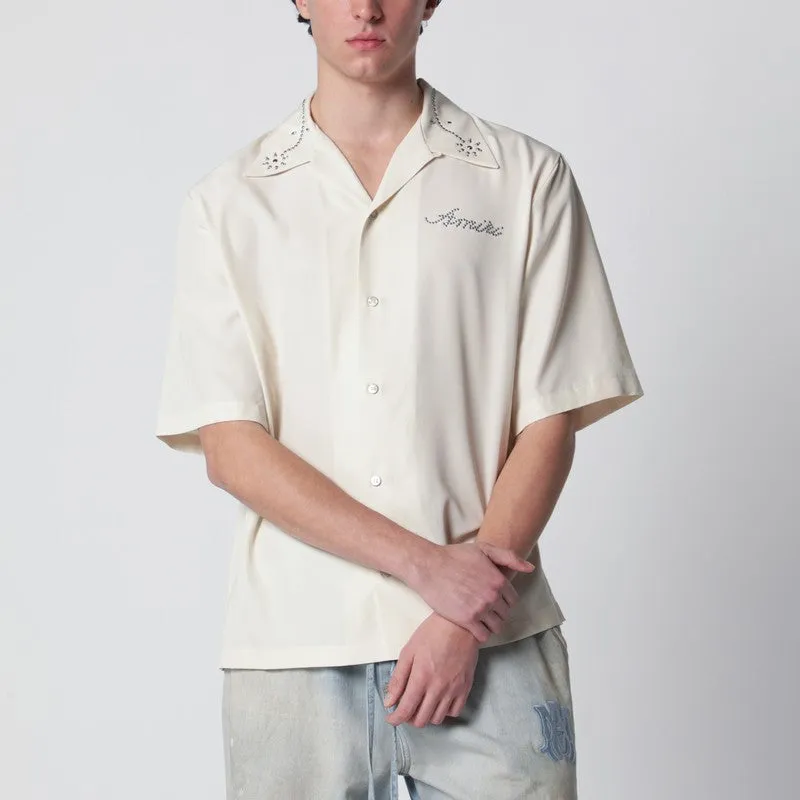 Ivory Shirt With Stud Embroidery sold by Wanan Luxury