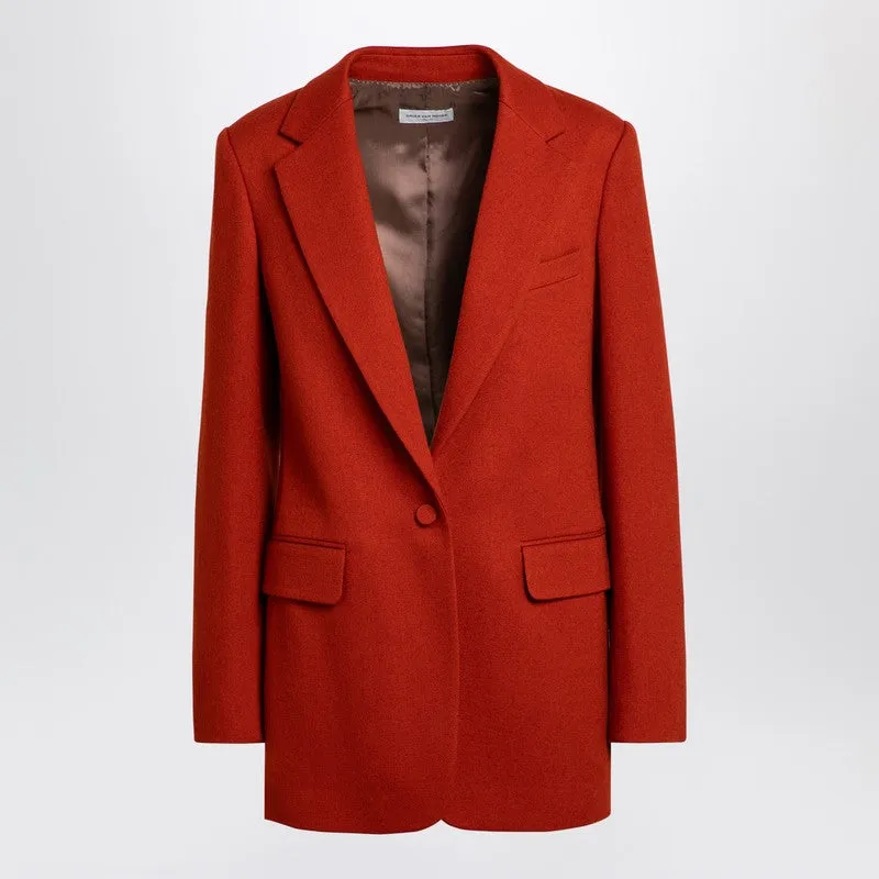 Red Single-Breasted Jacket In Wool sold by Wanan Luxury