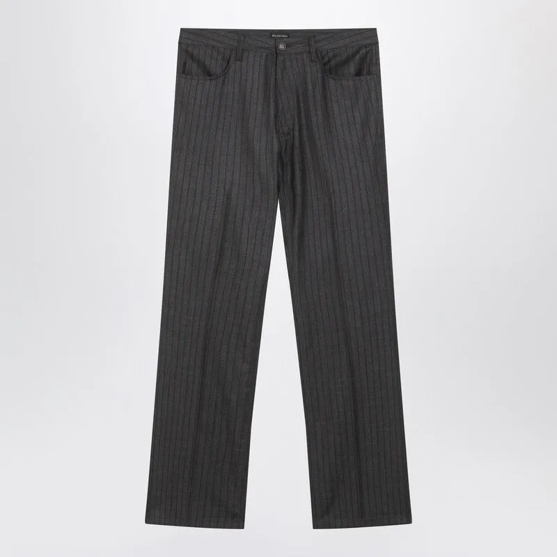 Grey Pinstripe Wool Pants sold by Wanan Luxury