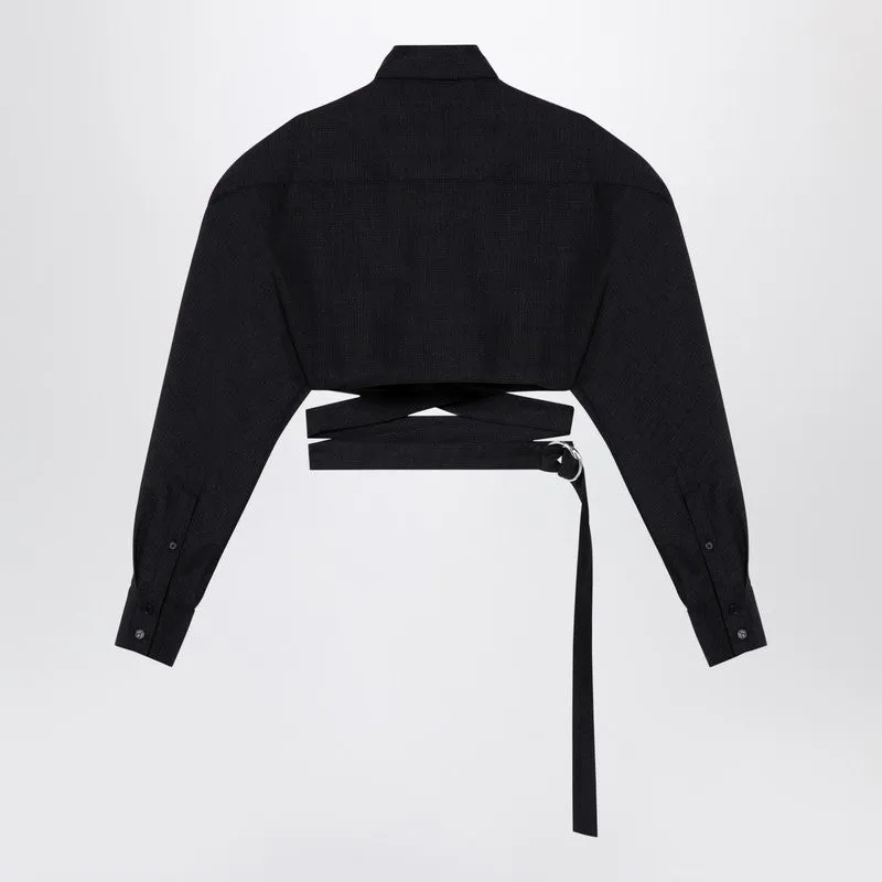 Dark Grey Cotton Crossover Shirt sold by Wanan Luxury product image thumbnail 2