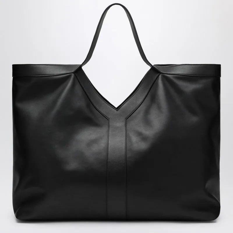Maxi Y Tote Bag Black Pebbled Leather made by Yves Saint Laurent