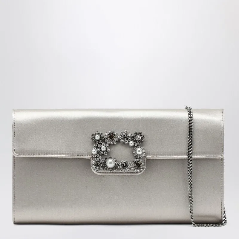 Pearl Grey Satin Clutch Bag With Buckle sold by Wanan Luxury