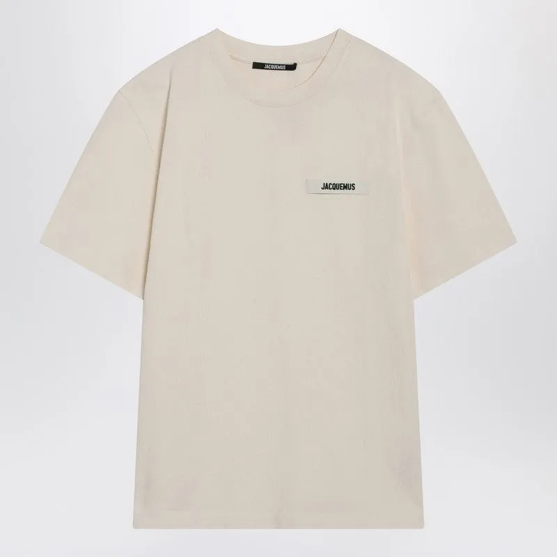 Beige T-Shirt With Gros Grain Logo sold by Wanan Luxury