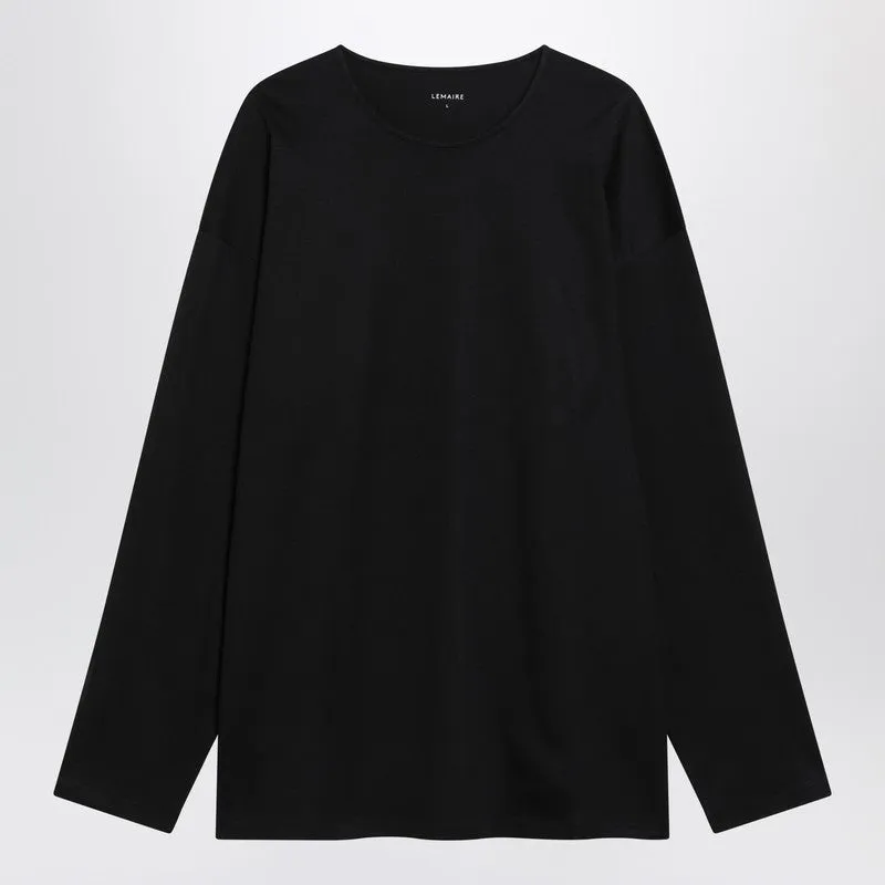 Black Cotton And Silk Interlock T-Shirt sold by Wanan Luxury