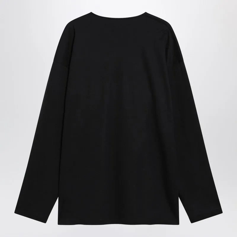Black Cotton And Silk Interlock T-Shirt sold by Wanan Luxury product image thumbnail 2