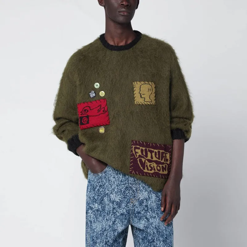 Olive Green Alpaca-Blend Sweater made by Brain Dead