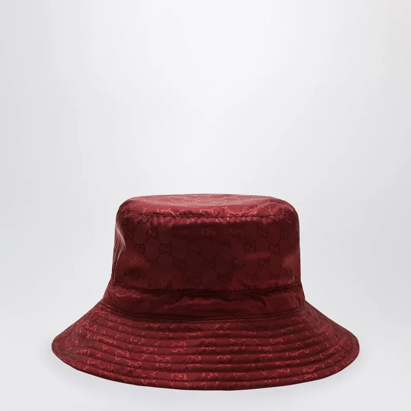 Reversible Burgundy Nylon Gg Hat made by Gucci