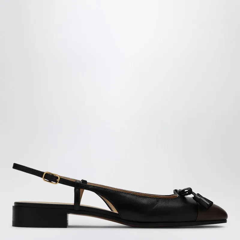 Valet Du Roi Slingback Ballerina Flats In Black/Coffee sold by Wanan Luxury