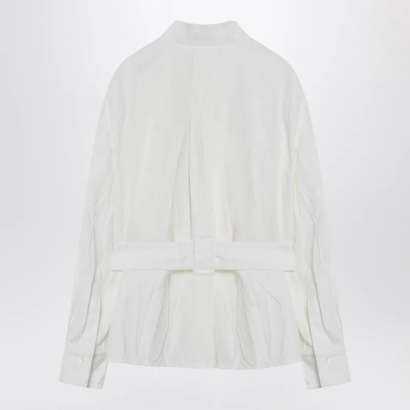 White Belted Shirt In Cotton Blend sold by Wanan Luxury product image thumbnail 2