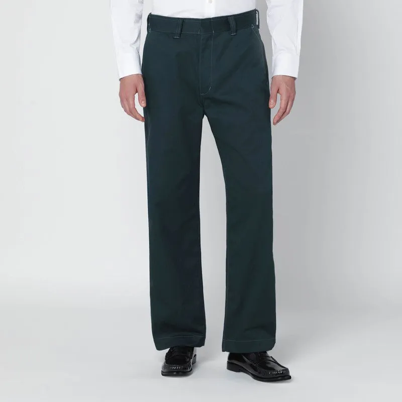Green Cotton-Blend Trousers sold by Wanan Luxury