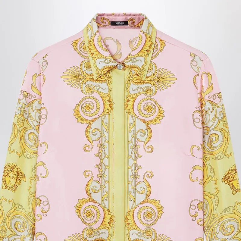 Printed Silk Twill Shirt In Yellow/Pink sold by Wanan Luxury product image thumbnail 2