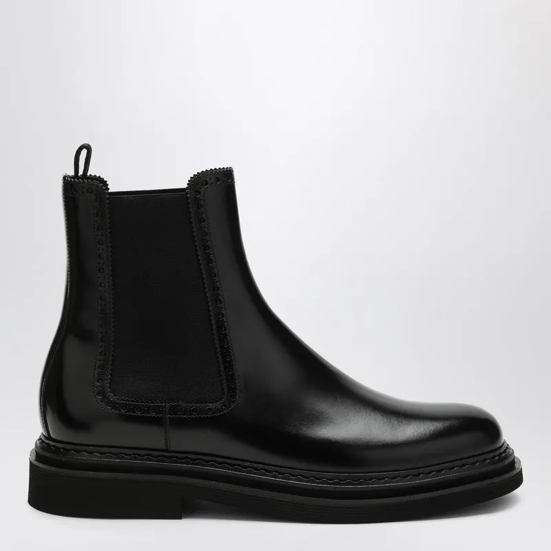 Black Leather Ankle Boot made by Dolce & Gabanna