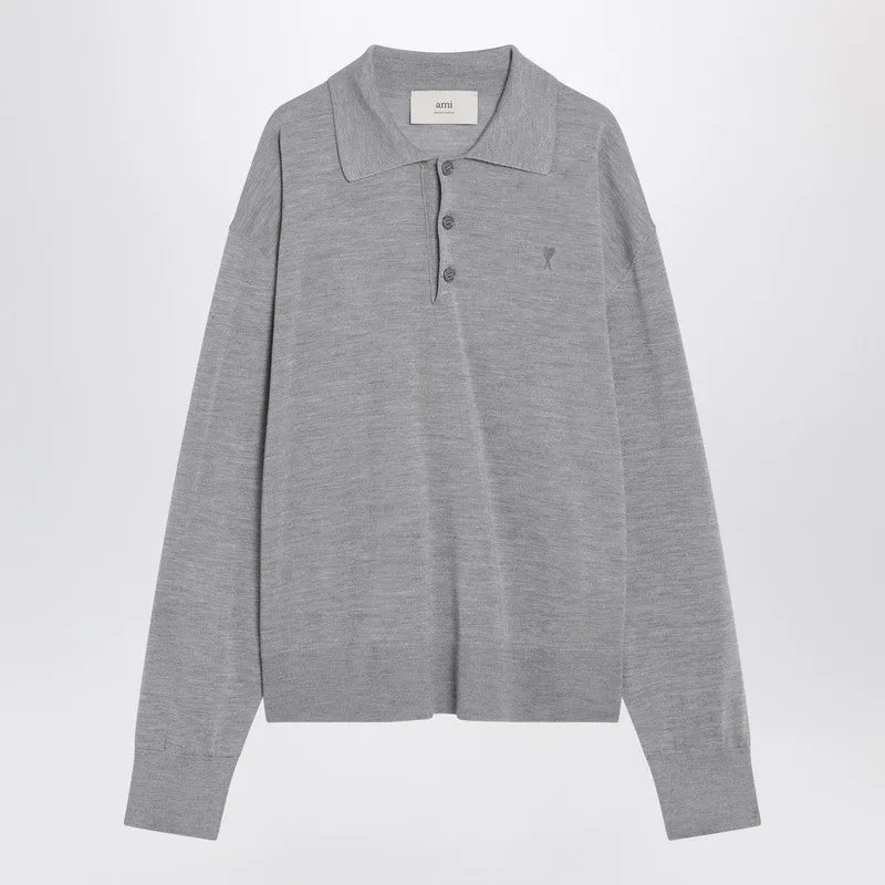 Grey Wool And Silk Polo Ami De Coeur sold by Wanan Luxury